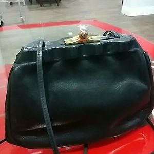 VINTAGE SUSAN GAIL LEATHER BAG BLK RARE.
